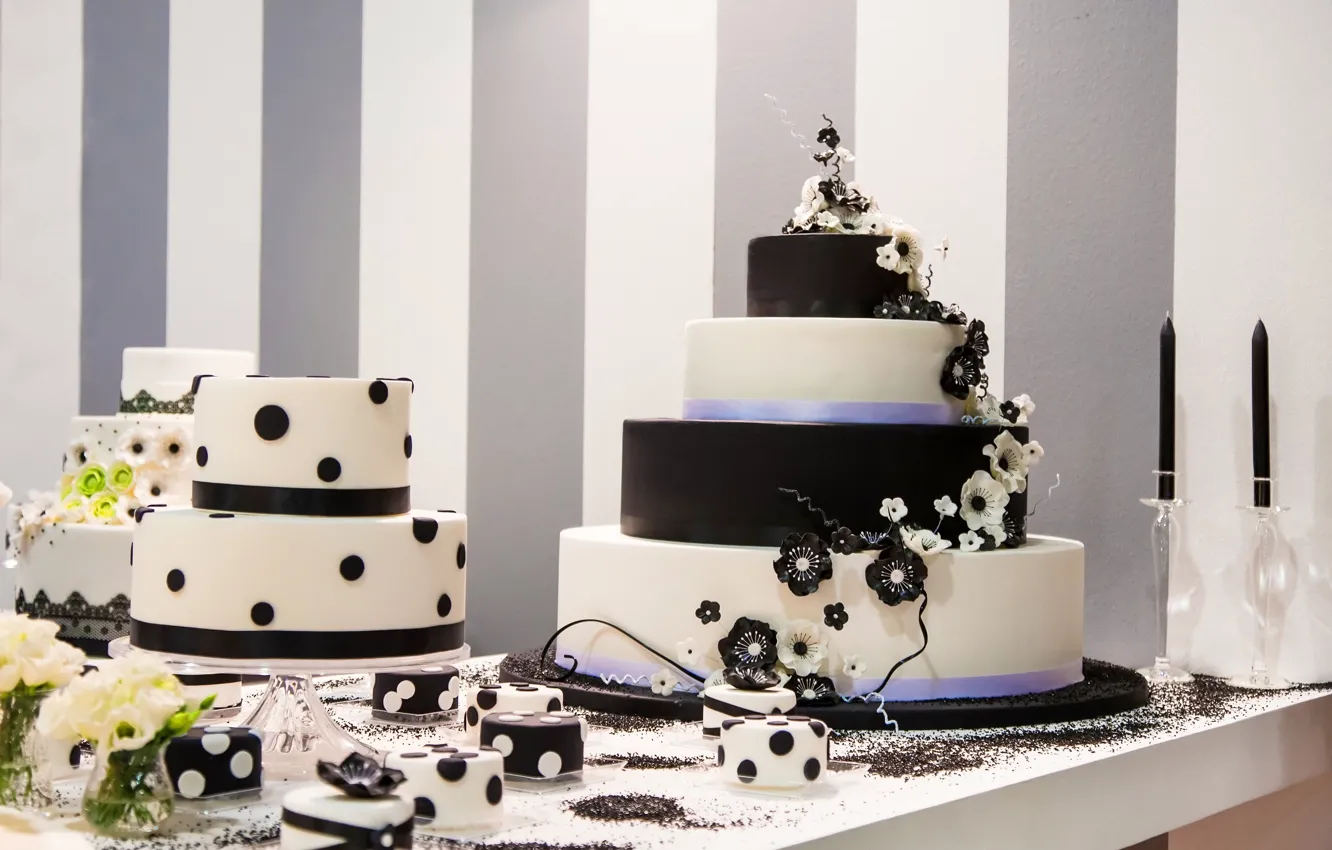 Photo wallpaper flowers, cake, decoration, cake, dessert