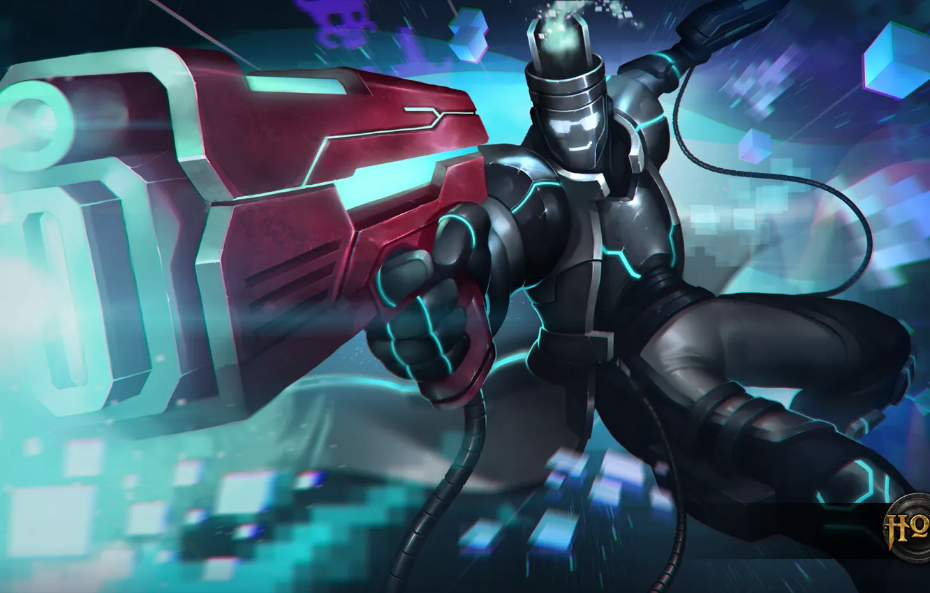 Photo wallpaper gun, 8-bit, Heroes of Newerth, Gunblade, Light Gunblade