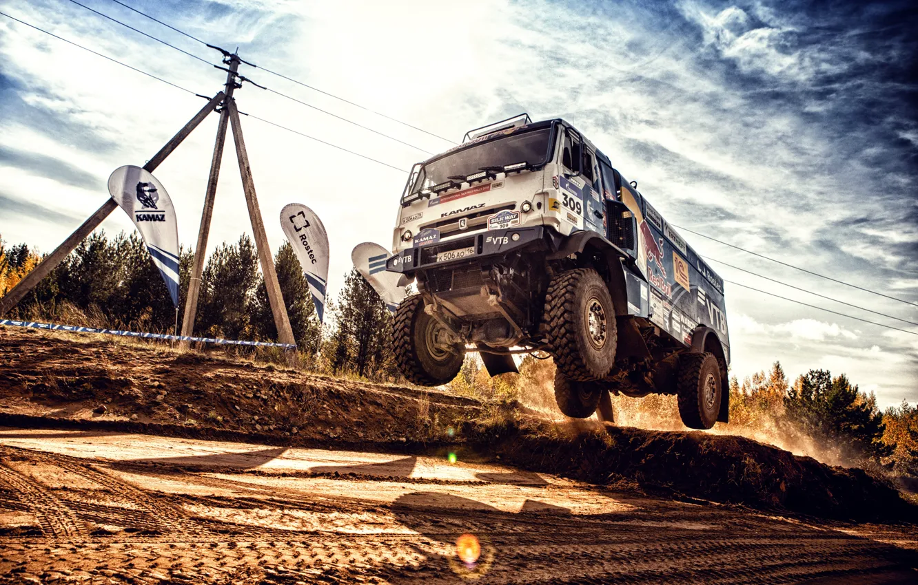 Photo wallpaper Sport, Machine, Speed, Jump, Truck, Race, Master, Russia