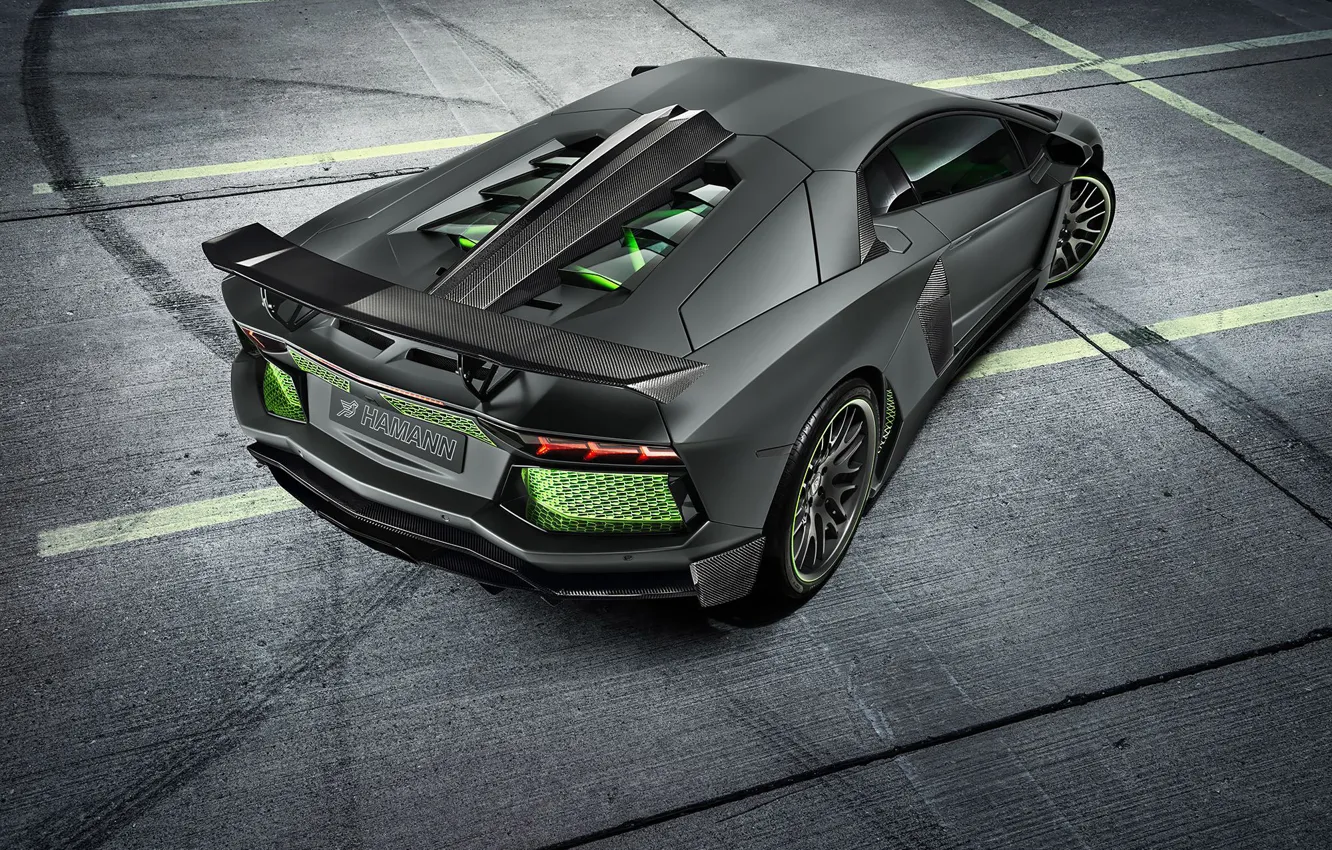 Photo wallpaper Lamborghini, Light, Carbon, Green, LP700-4, Aventador, 2014, Limited