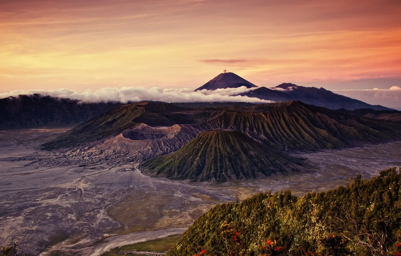 Photo wallpaper landscape, nature, photo, Indonesia, volcanoes, mount Bromo
