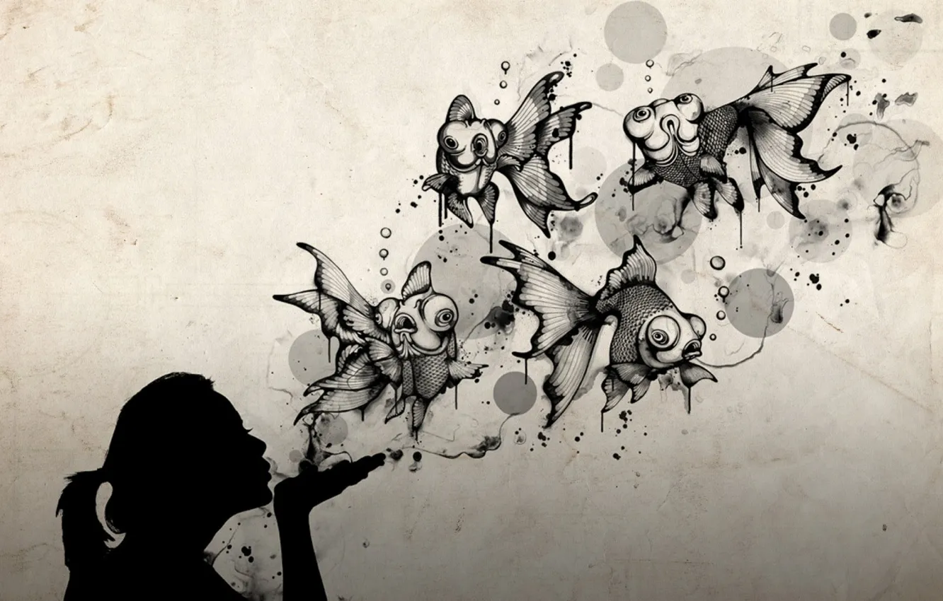 Photo wallpaper girl, mood, silhouette, art, profile, Golden roar