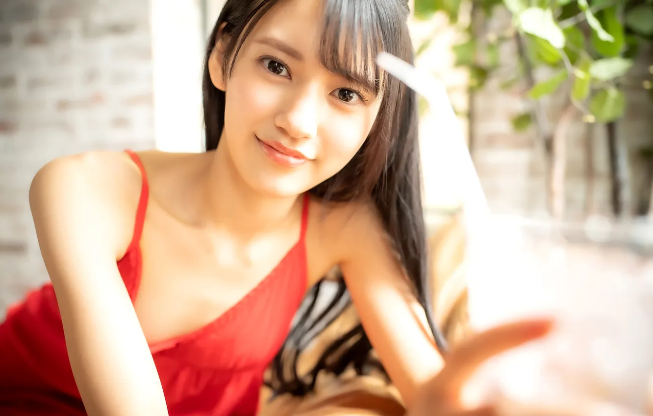 Photo wallpaper juice, woman, smile, beautiful, model, pretty, asian, sofa