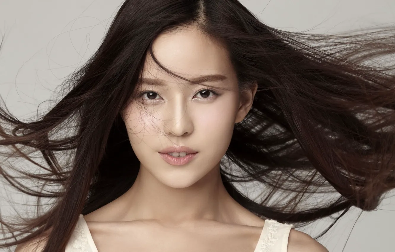 Photo wallpaper girl, the wind, hair, Asian