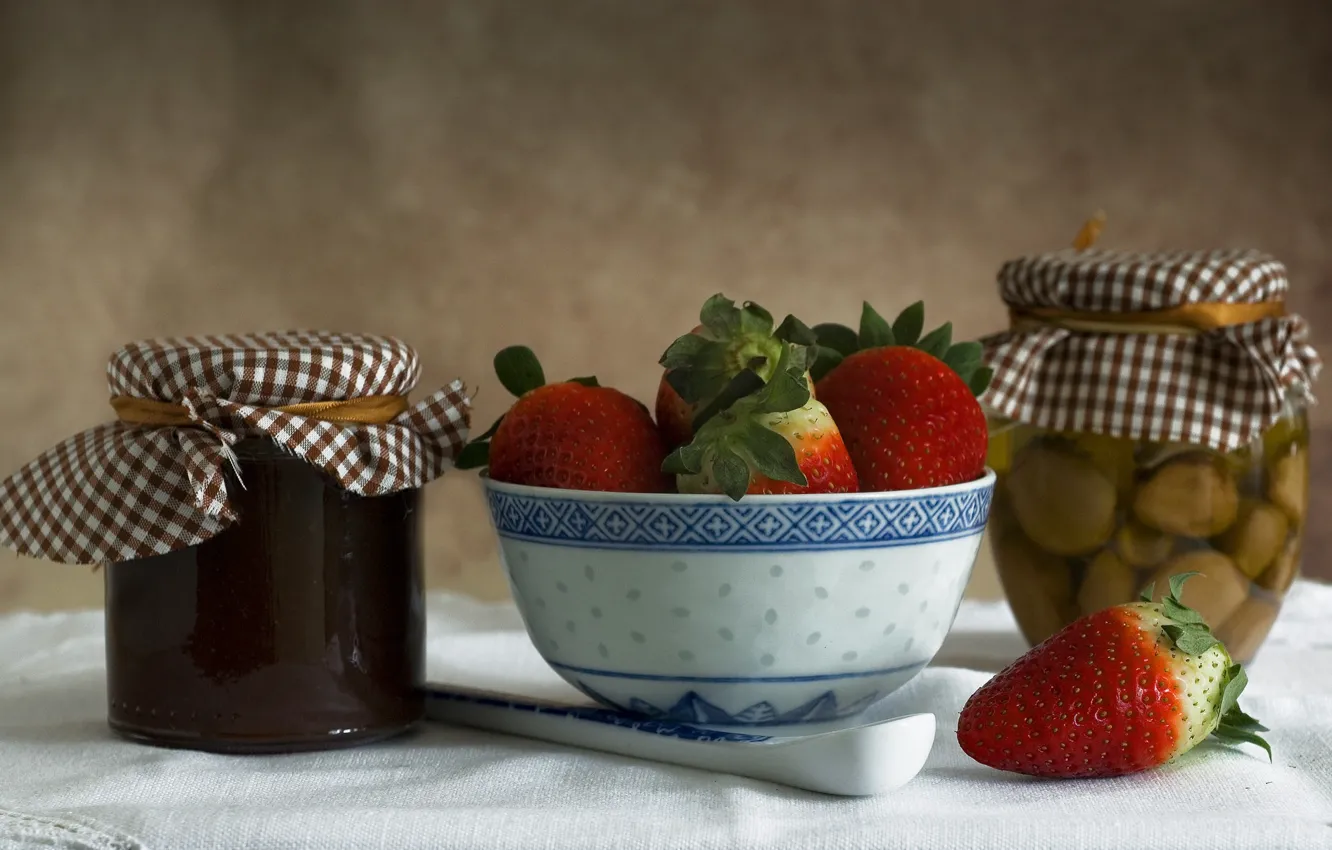 Photo wallpaper strawberry, jam, jam