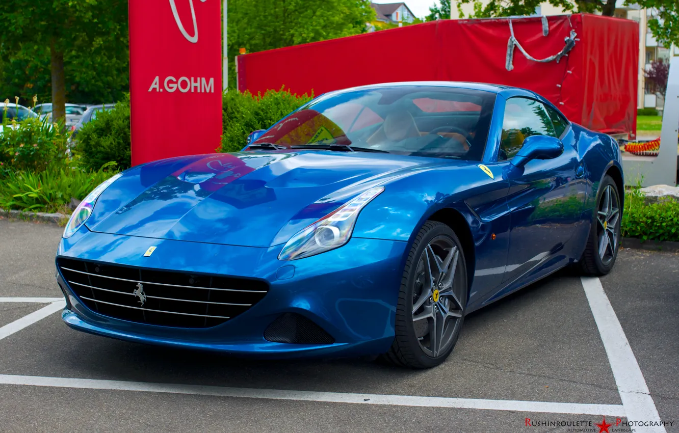 Photo wallpaper Ferrari, blue, California, 2014