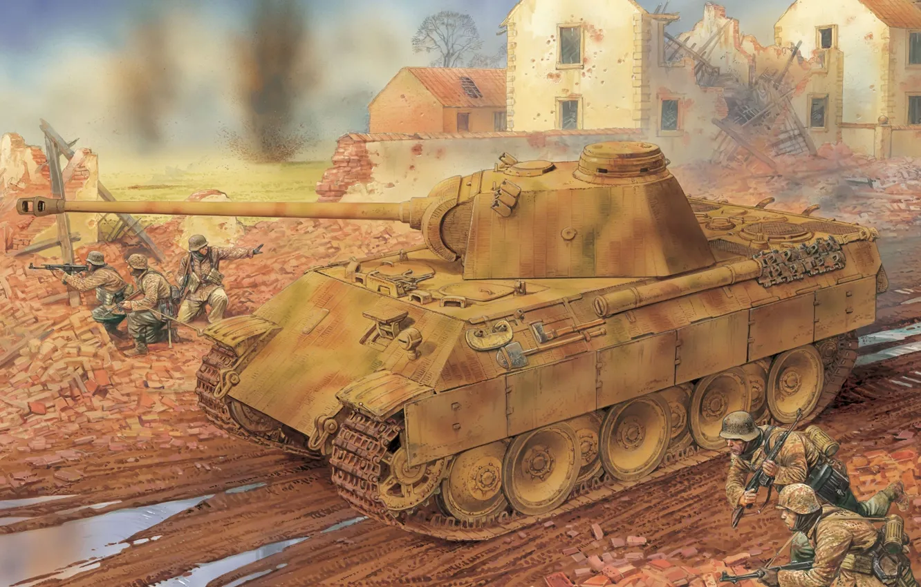Photo wallpaper Figure, Panther, Panther, PzKpfw V, German, Sd. Car. 171, Panzerkampfwagen V, Medium-heavy tank