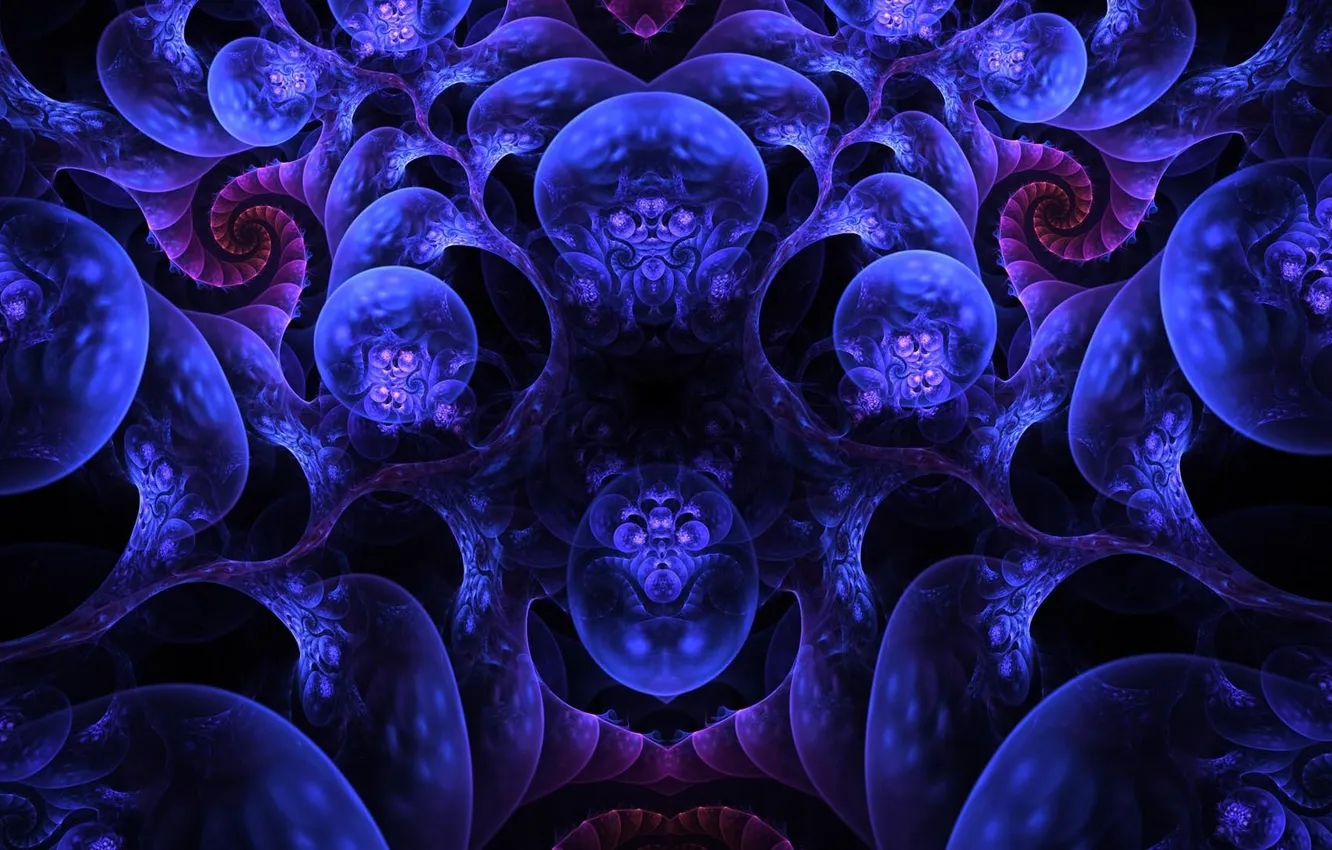 Photo wallpaper circles, blue, spiral, curves