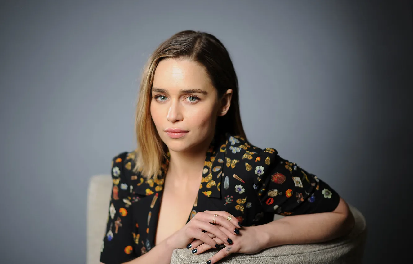 Photo wallpaper background, dress, actress, brunette, hairstyle, bokeh, Emilia Clarke, Emilia Clarke