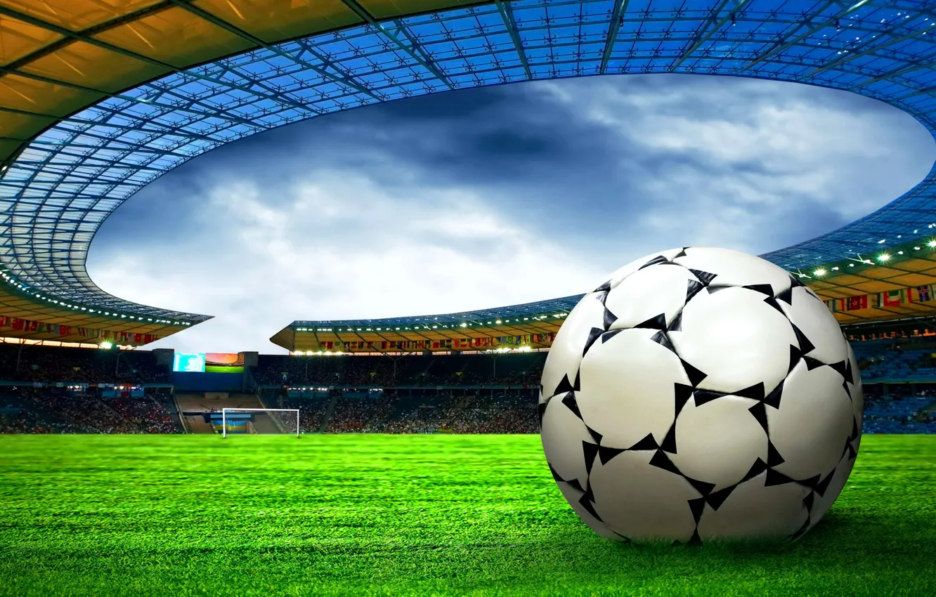 Photo wallpaper field, the ball, Football, stadium