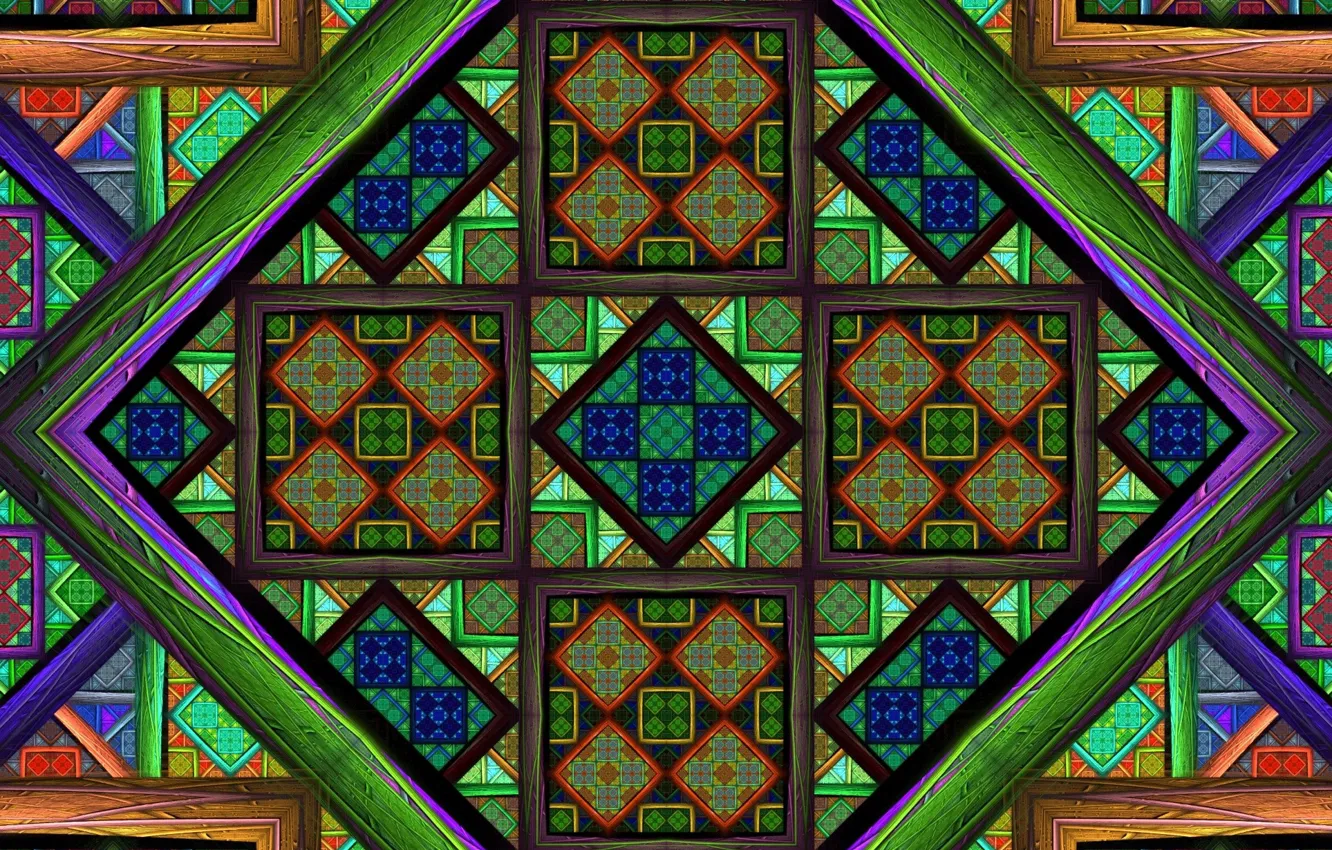 Photo wallpaper green, pattern, geometric shapes
