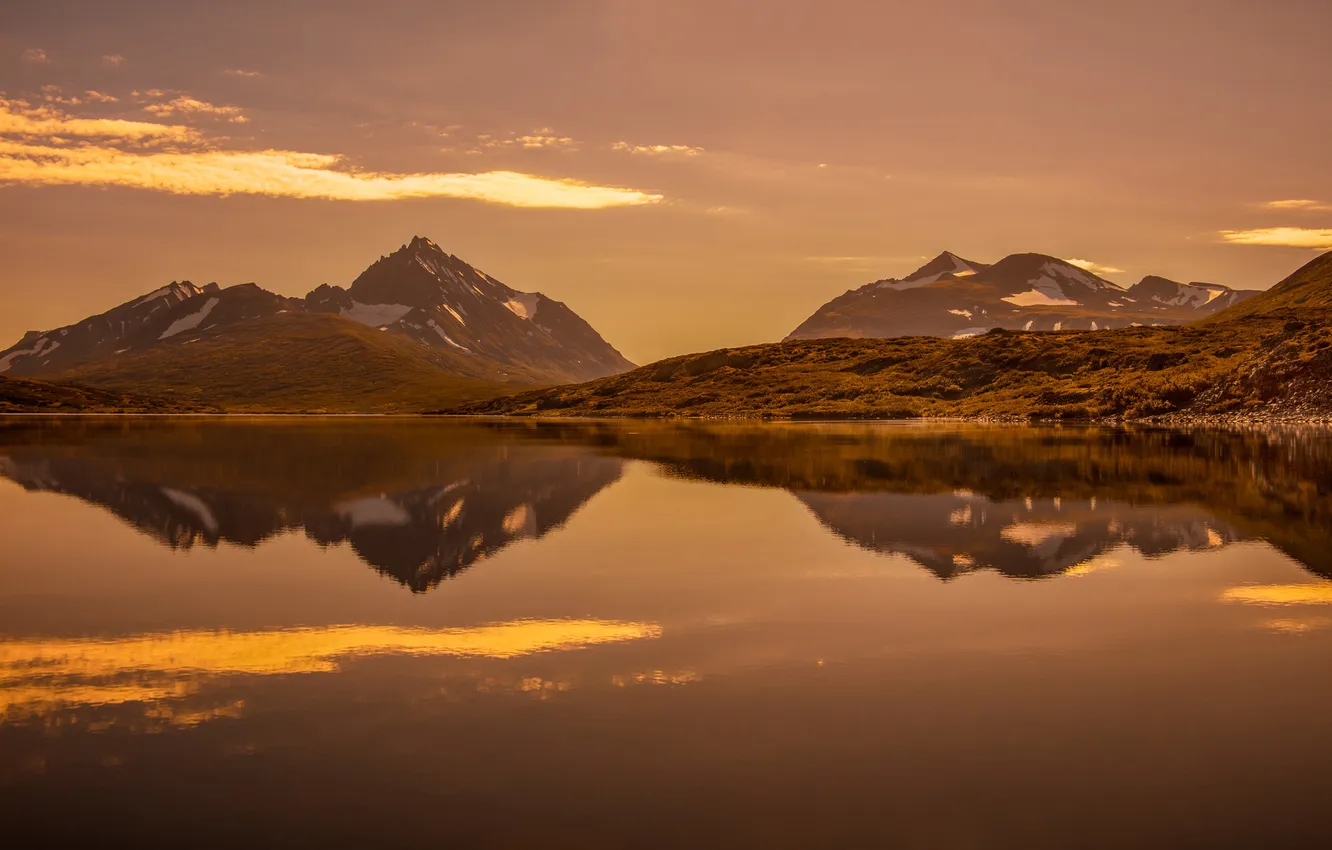Photo wallpaper mountains, lake, reflection