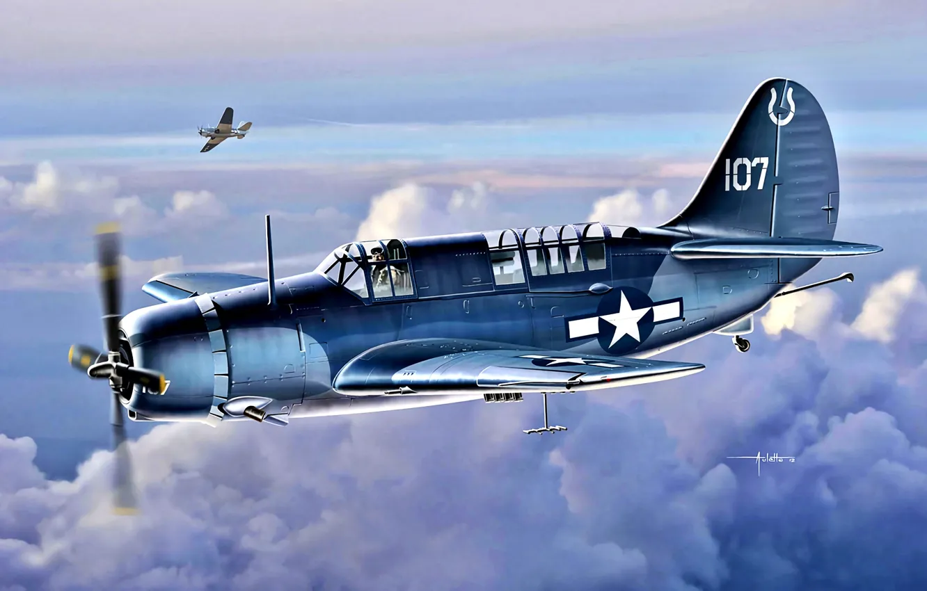 Photo wallpaper Curtiss, dive bomber, deck, Helldiver, US NAVY, SB2C-3