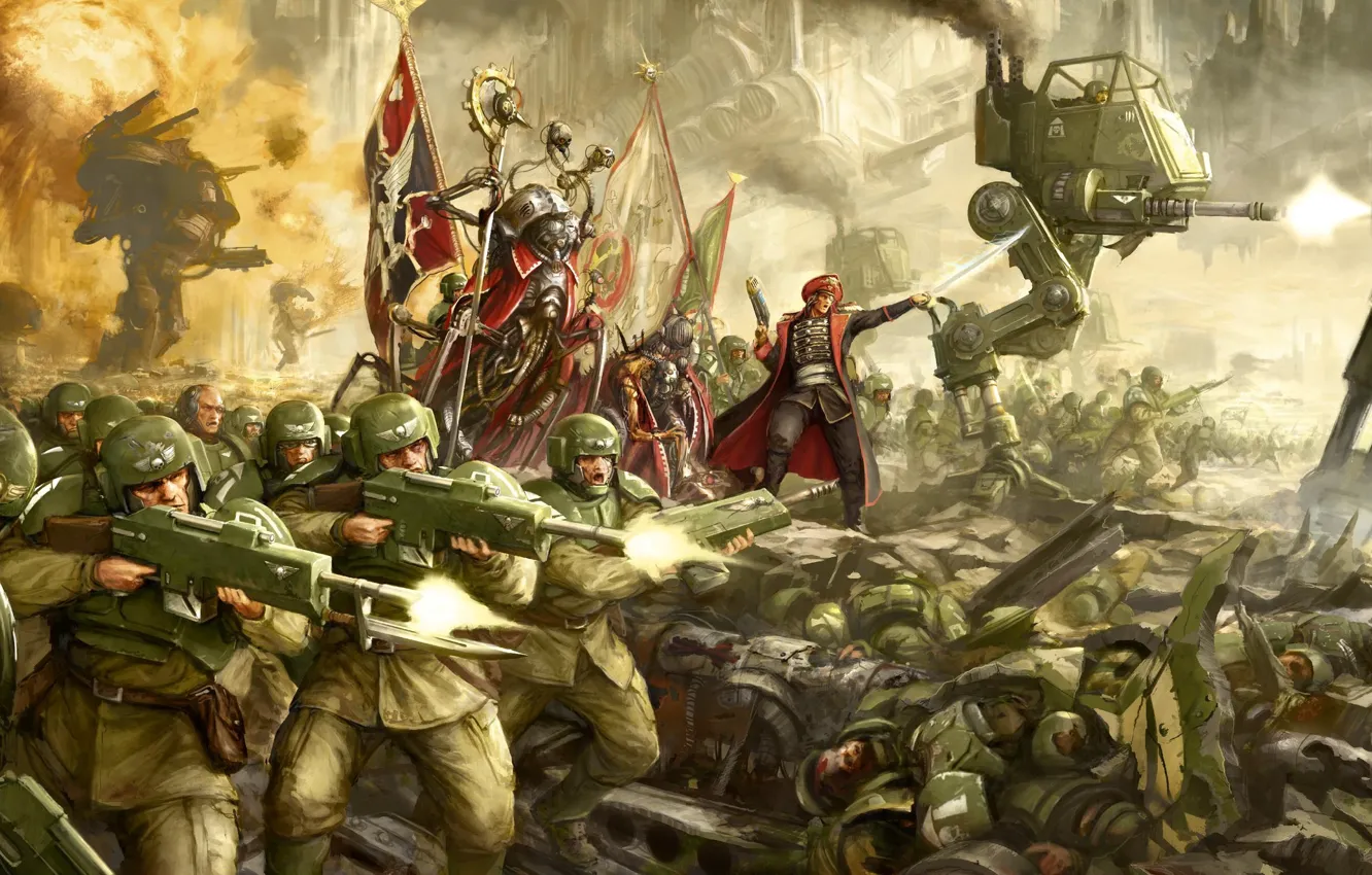Photo wallpaper soldier, war, weapons, Warhammer 40 000, Imperial Guard, Astra Militarum
