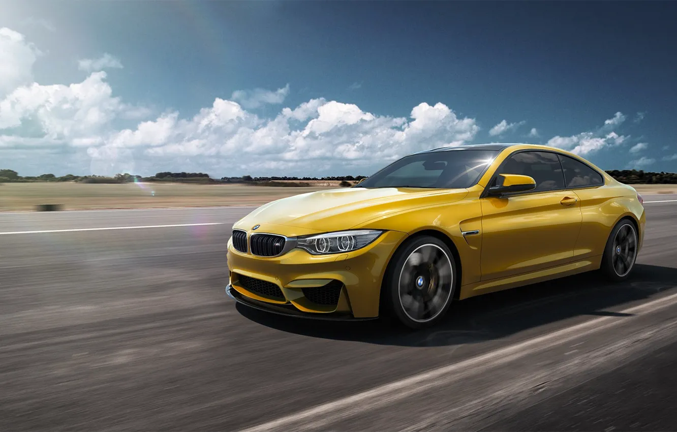 Photo wallpaper BMW, German, Car, Speed, Front, Yellow, F82