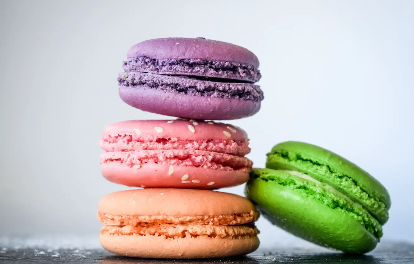 Photo wallpaper cookies, colorful, dessert, cakes, macarons, macaroon, almond