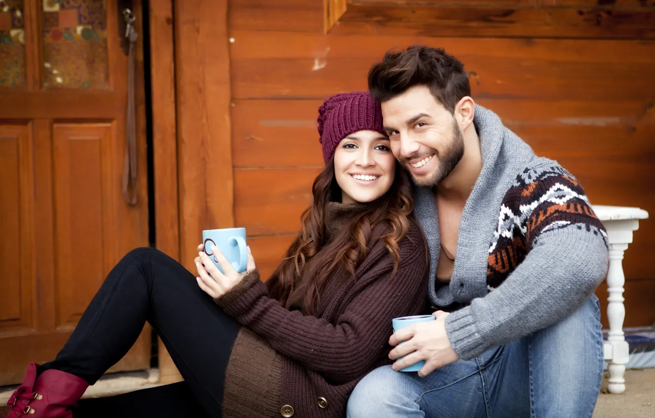 Photo wallpaper smile, pair, two