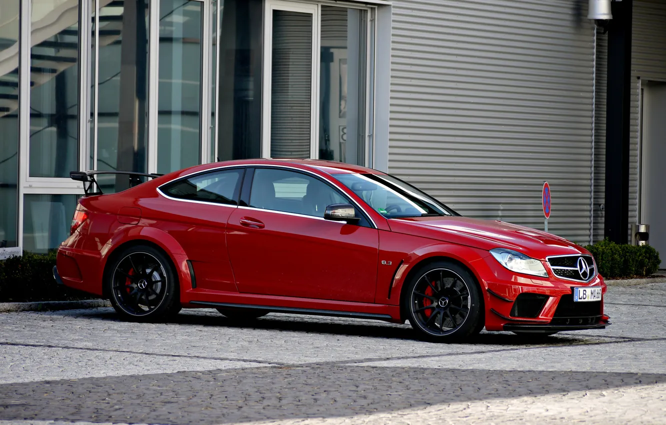 Photo wallpaper red, coupe, Mercedes, red, Mercedes, AMG, Coupe, Black Series