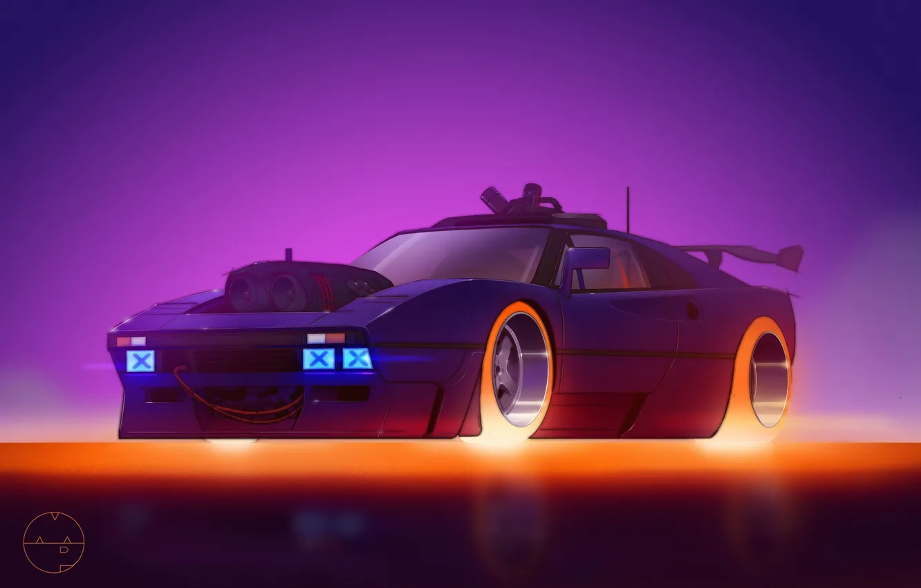 Photo wallpaper machine, future, figure, art, Ferrari, Concept Car, Illustration, Cyberpunk