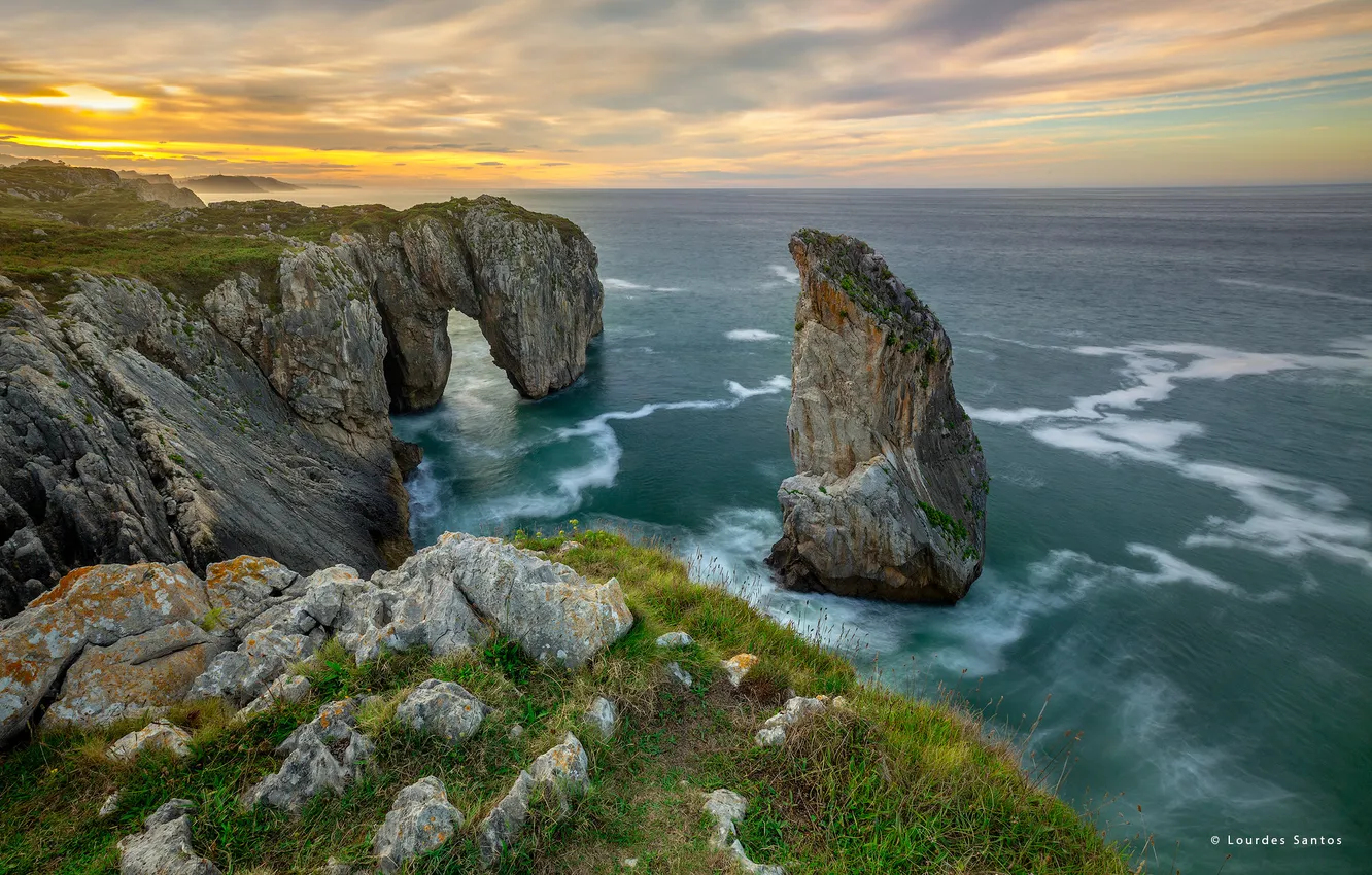 Photo wallpaper sea, landscape, rocks, arch