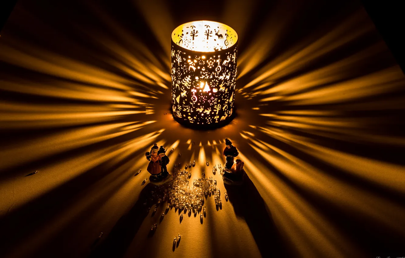 Photo wallpaper rays, light, pattern, toy, shadow, lamp, figures