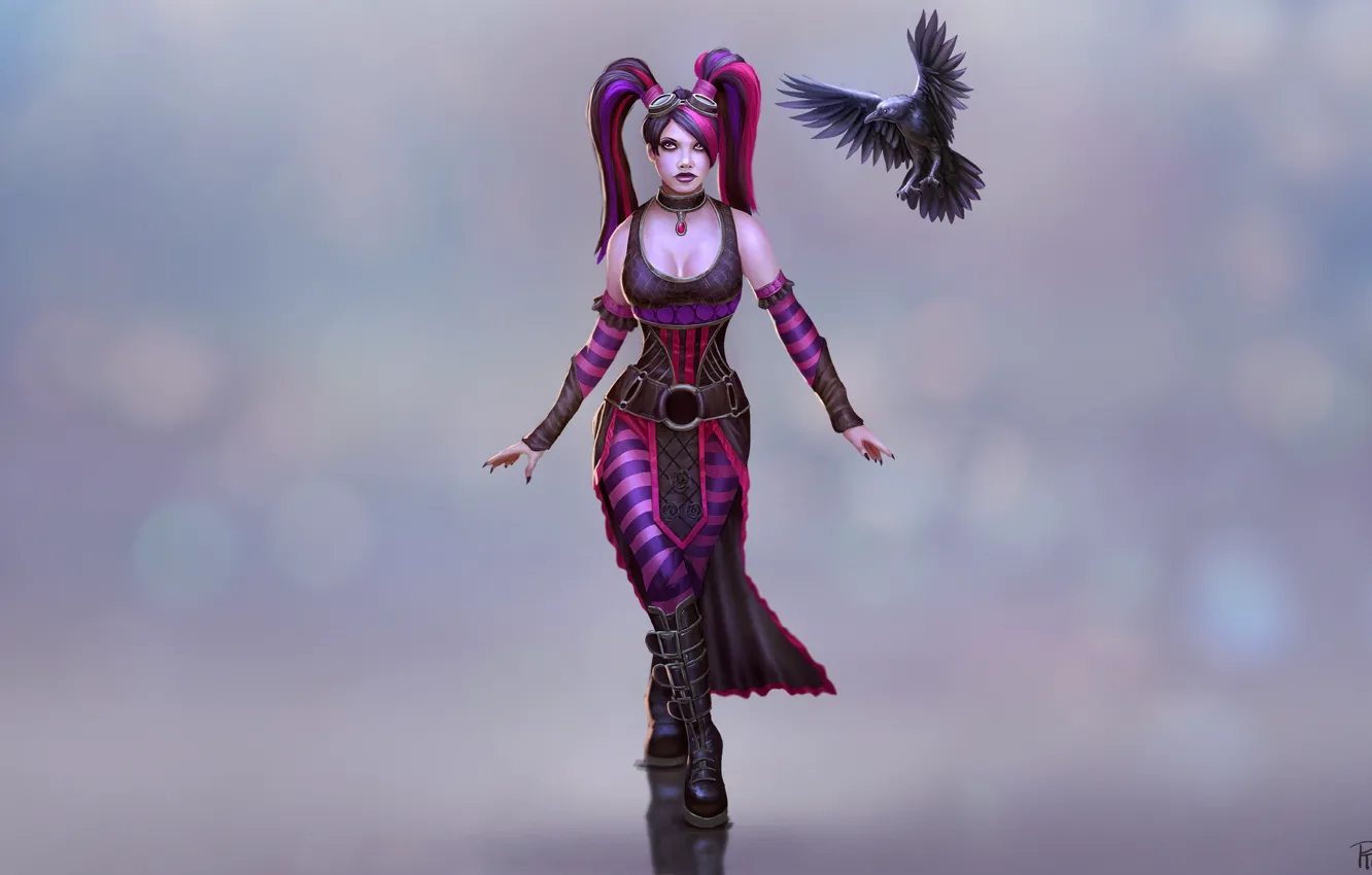 Photo wallpaper Girl, Raven, Art, Morrigan, Twisted Metal, Andy Timm, SMITE, by Andy Timm