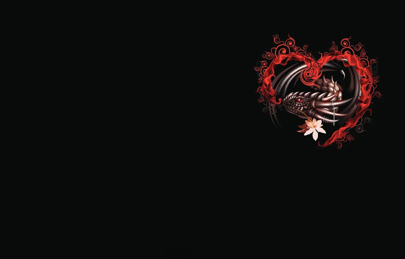 Photo wallpaper dragon, heart, fantasy, art, Valentine, Valentine's day, prazdnik