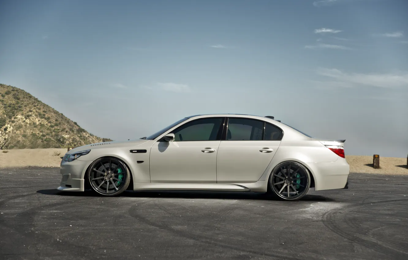 Photo wallpaper BMW, E60, Wheels, Side view, M5