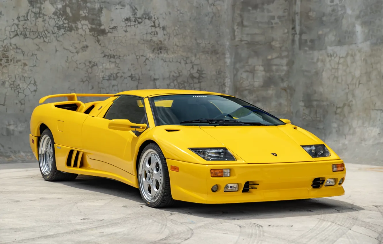 Photo wallpaper yellow, Lamborghini, supercar, Diablo, Lamborghini, Lamborghini Diablo VT Roadster