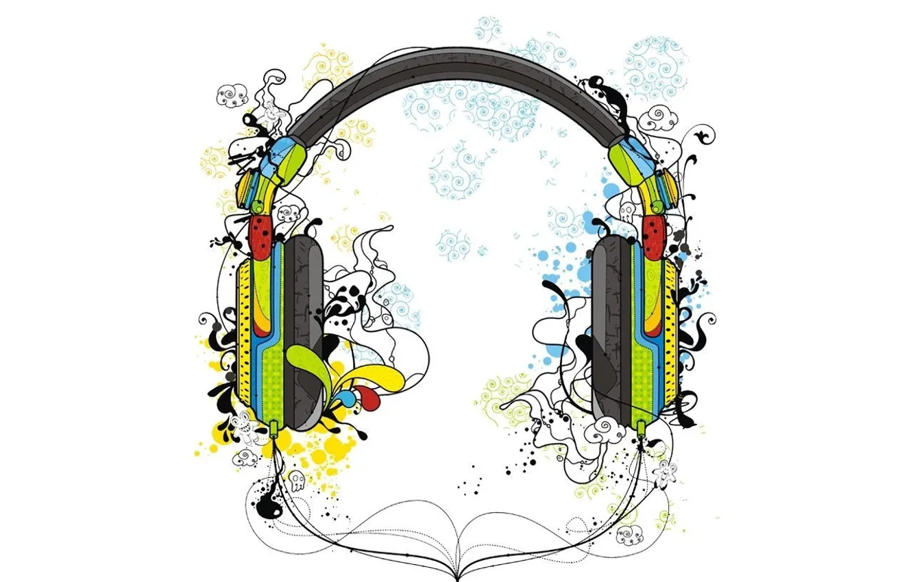 Photo wallpaper music, color, headphones