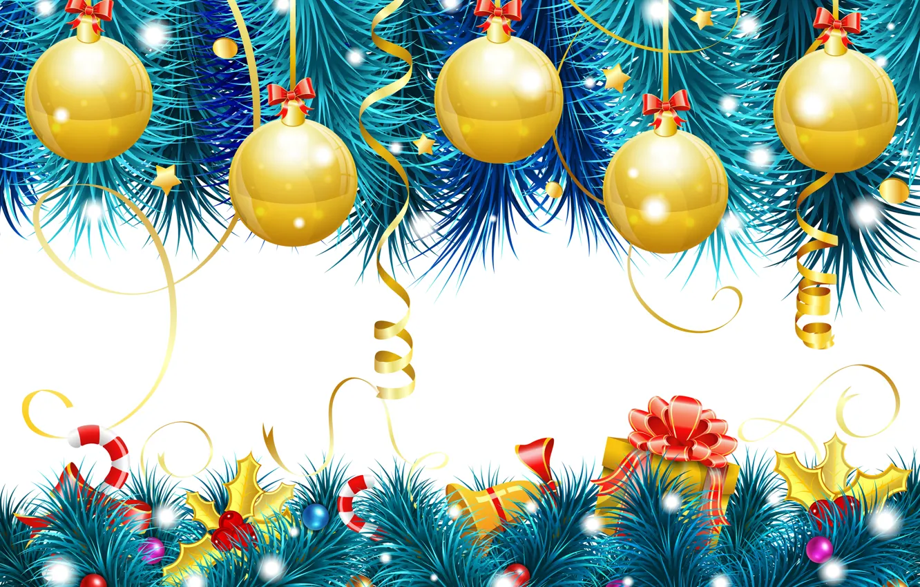 Photo wallpaper decoration, balls, New Year, Christmas, Christmas, balls, New Year, decoration