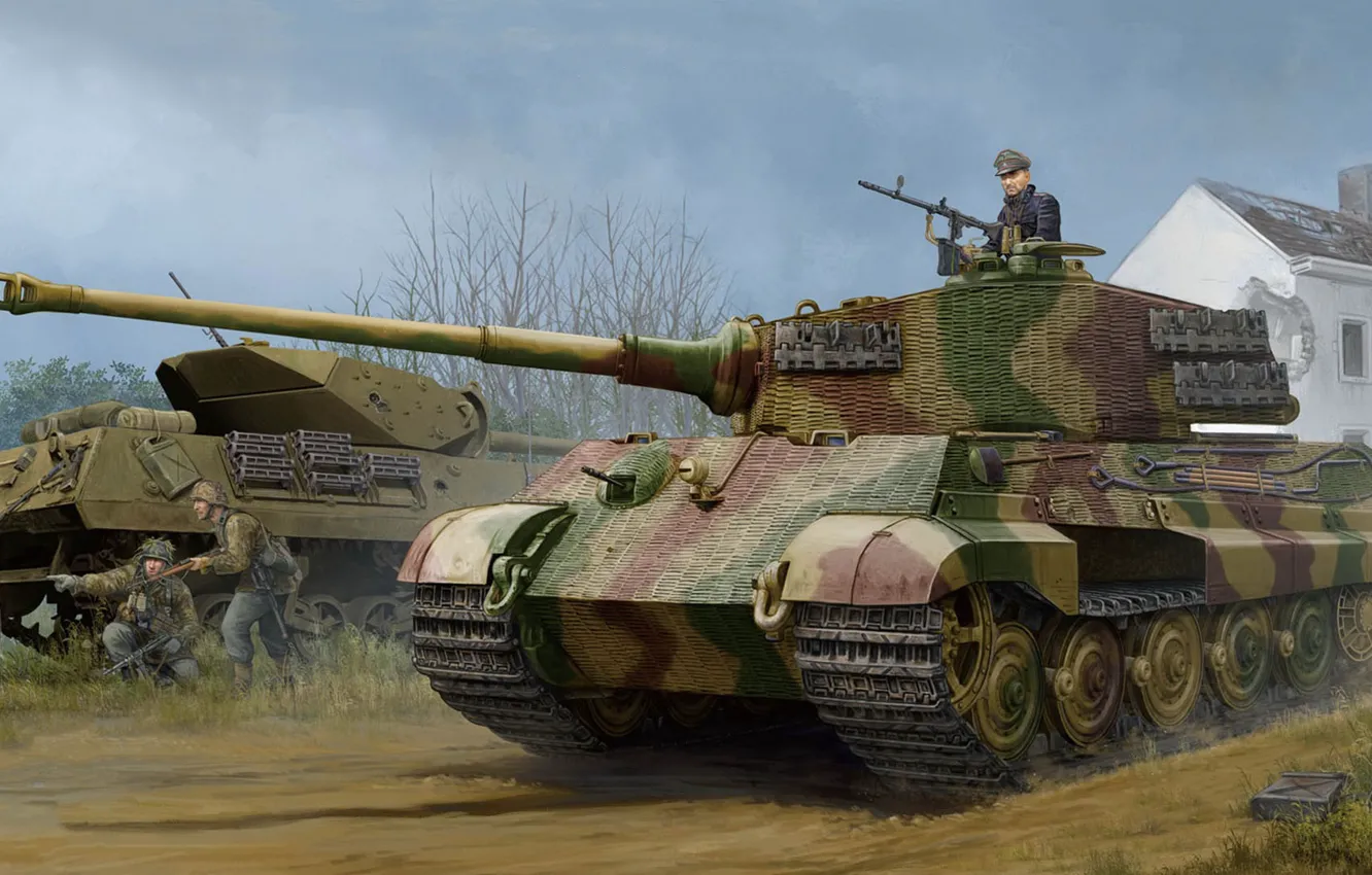 Photo wallpaper King tiger, Panzerkampfwagen VI Ausf. B, Tiger II, Royal tiger, German heavy tank