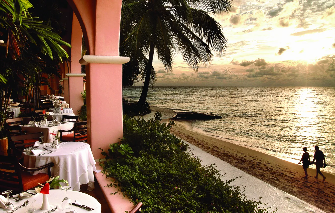 Photo wallpaper beach, the evening, restaurant, the hotel