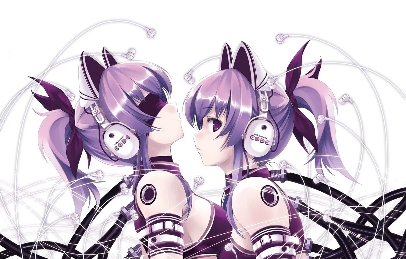 Photo wallpaper girl, anime, headphones