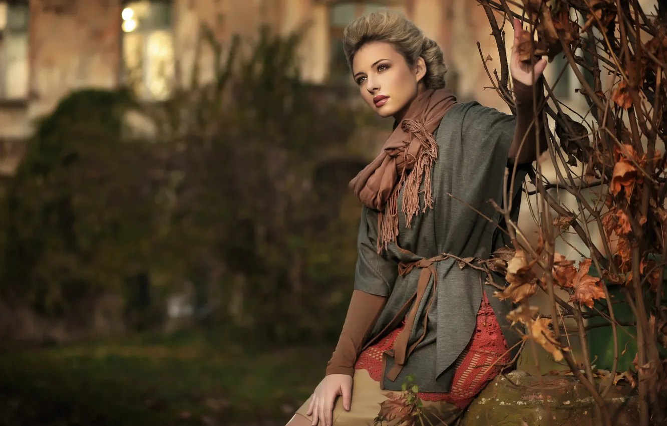 Photo wallpaper autumn, girl, style, clothing, makeup
