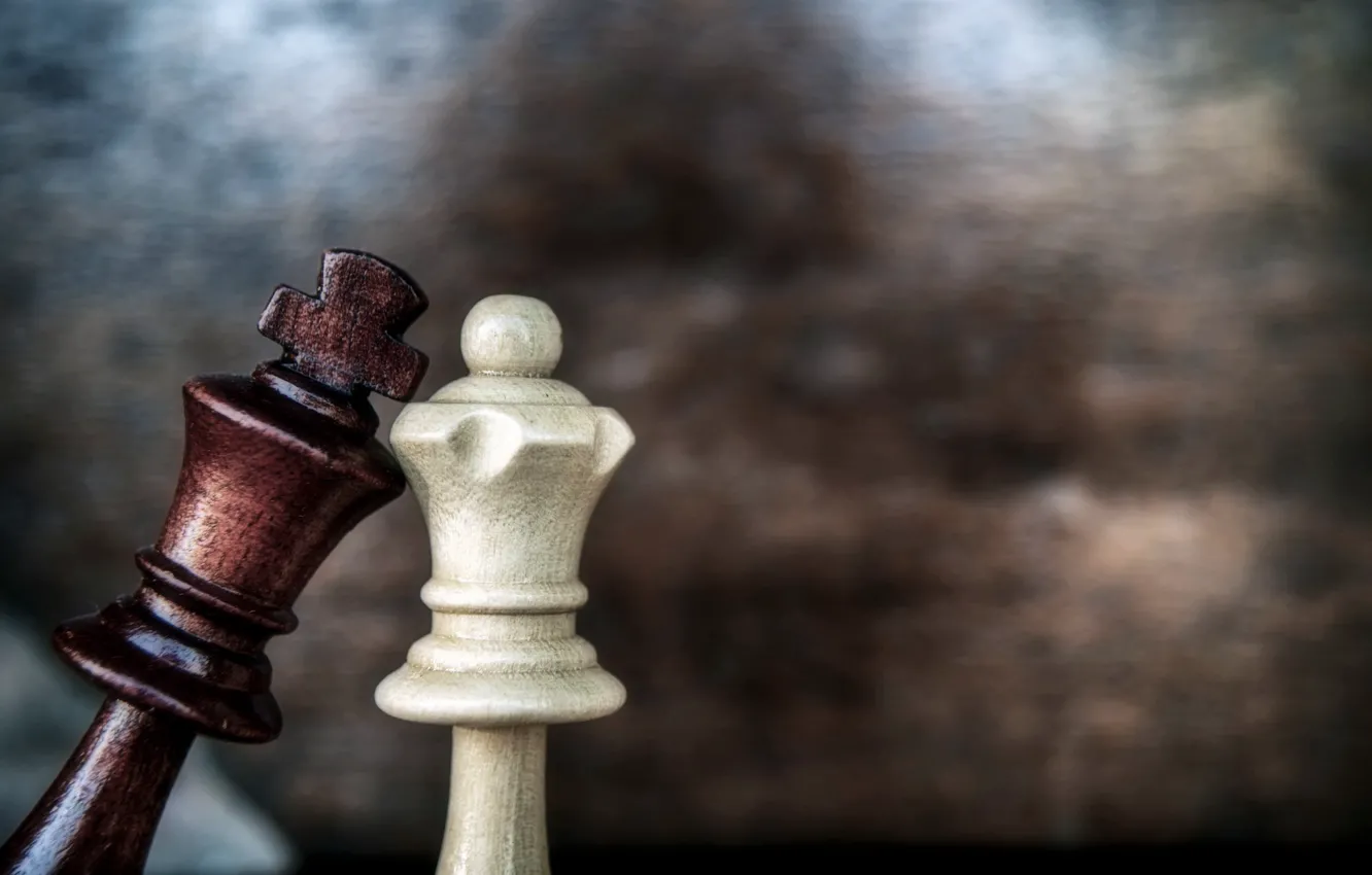 Photo wallpaper love, game, macro, chess, queen, king