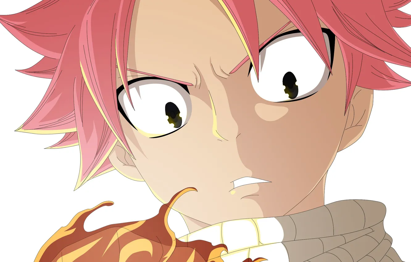 Photo wallpaper face, fire, scarf, guy, Fairy Tail, Natsu Dragneel, Natsu Dragneel, by alexanj