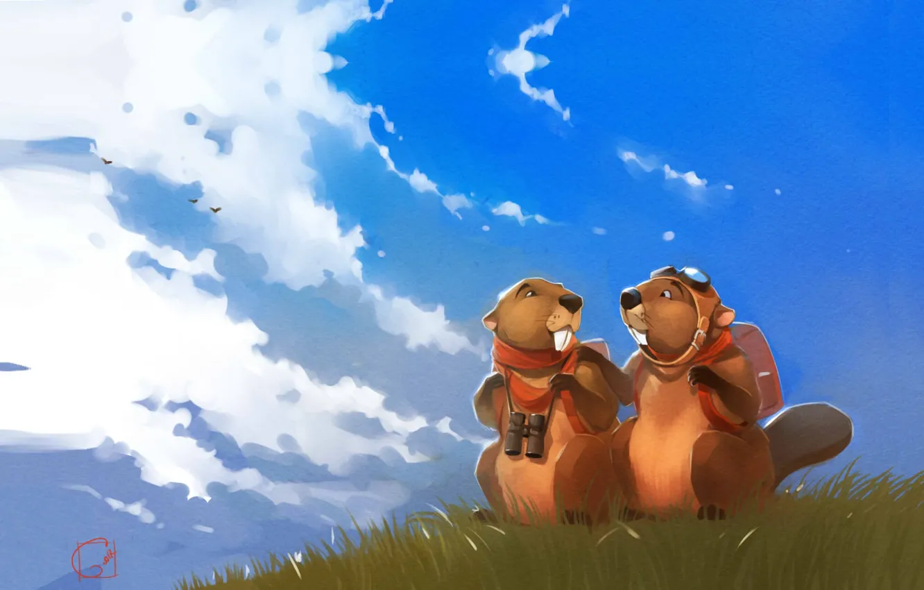 Photo wallpaper summer, the sky, figure, art, art, Alexander Khitrov, GaudiBuendia, Beavers dreamers