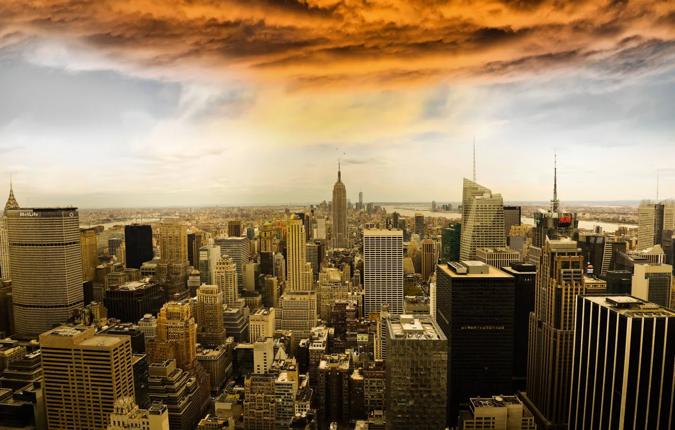 Photo wallpaper clouds, home, New York, panorama, USA