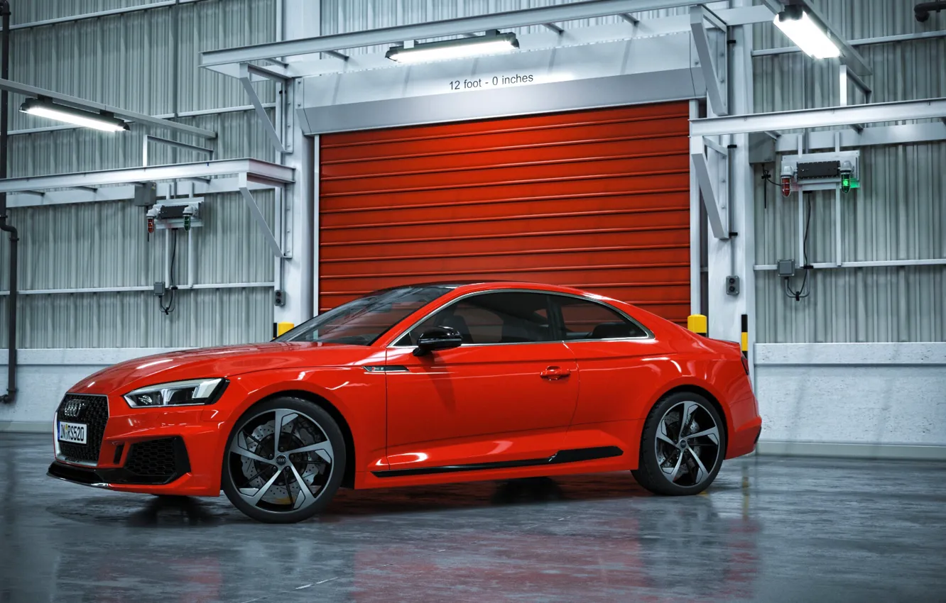 Photo wallpaper Audi, Red, Auto, Machine, Car, Auto, Render, RS5