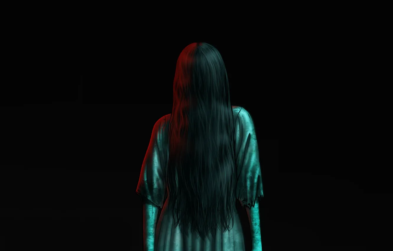 Photo wallpaper background, hair, minimalism, art, Ghost, girl, horror, call