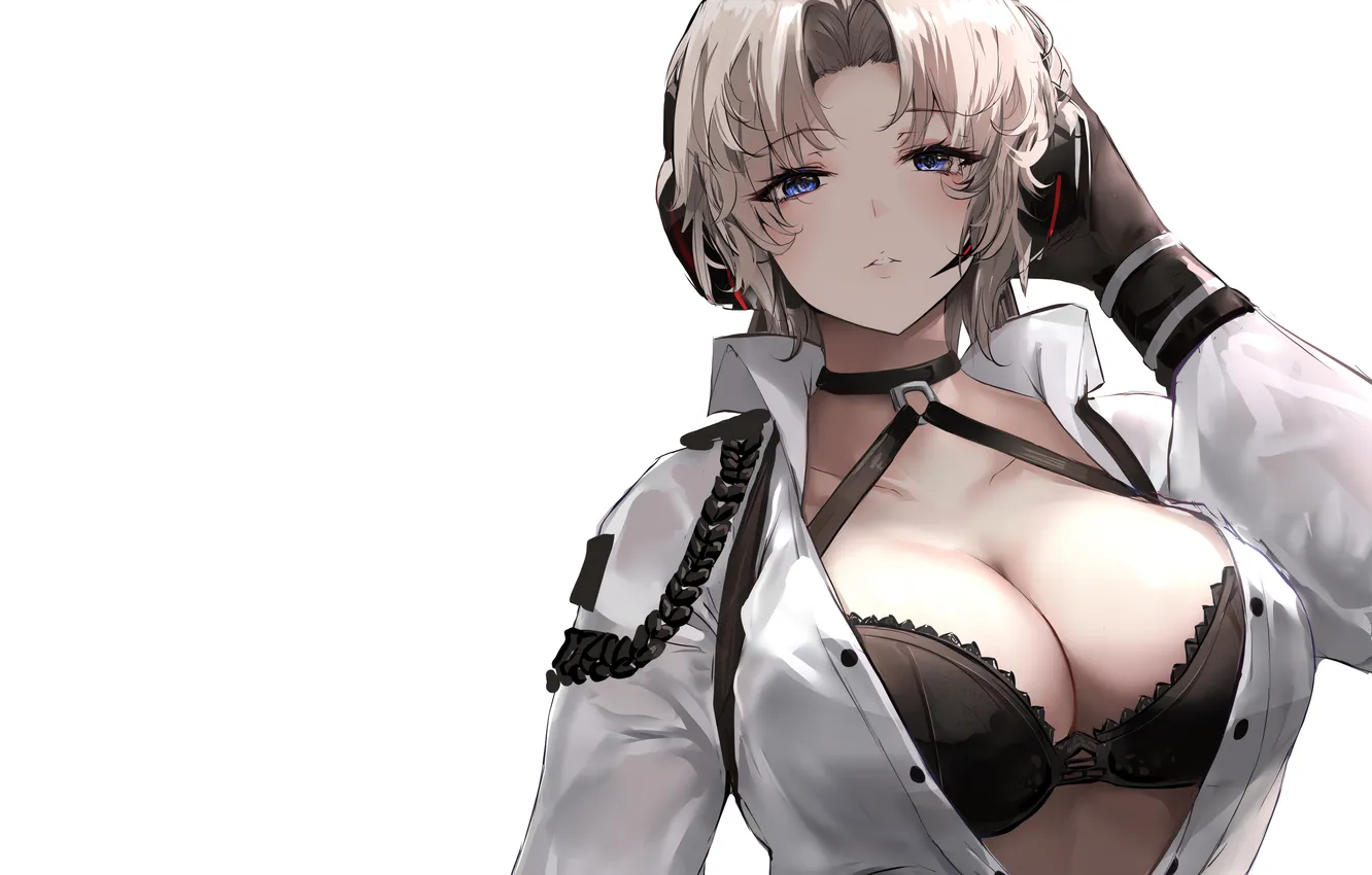 Photo wallpaper girl, sexy, lingerie, bra, cleavage, dress, boobs, anime