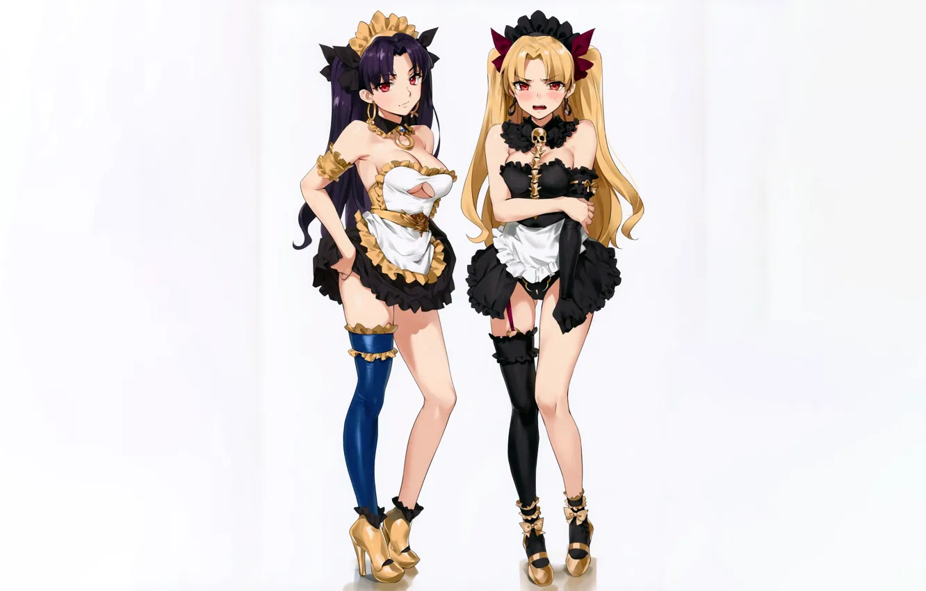 Photo wallpaper girl, sexy, cleavage, panties, thighhighs, long hair, dress, boobs