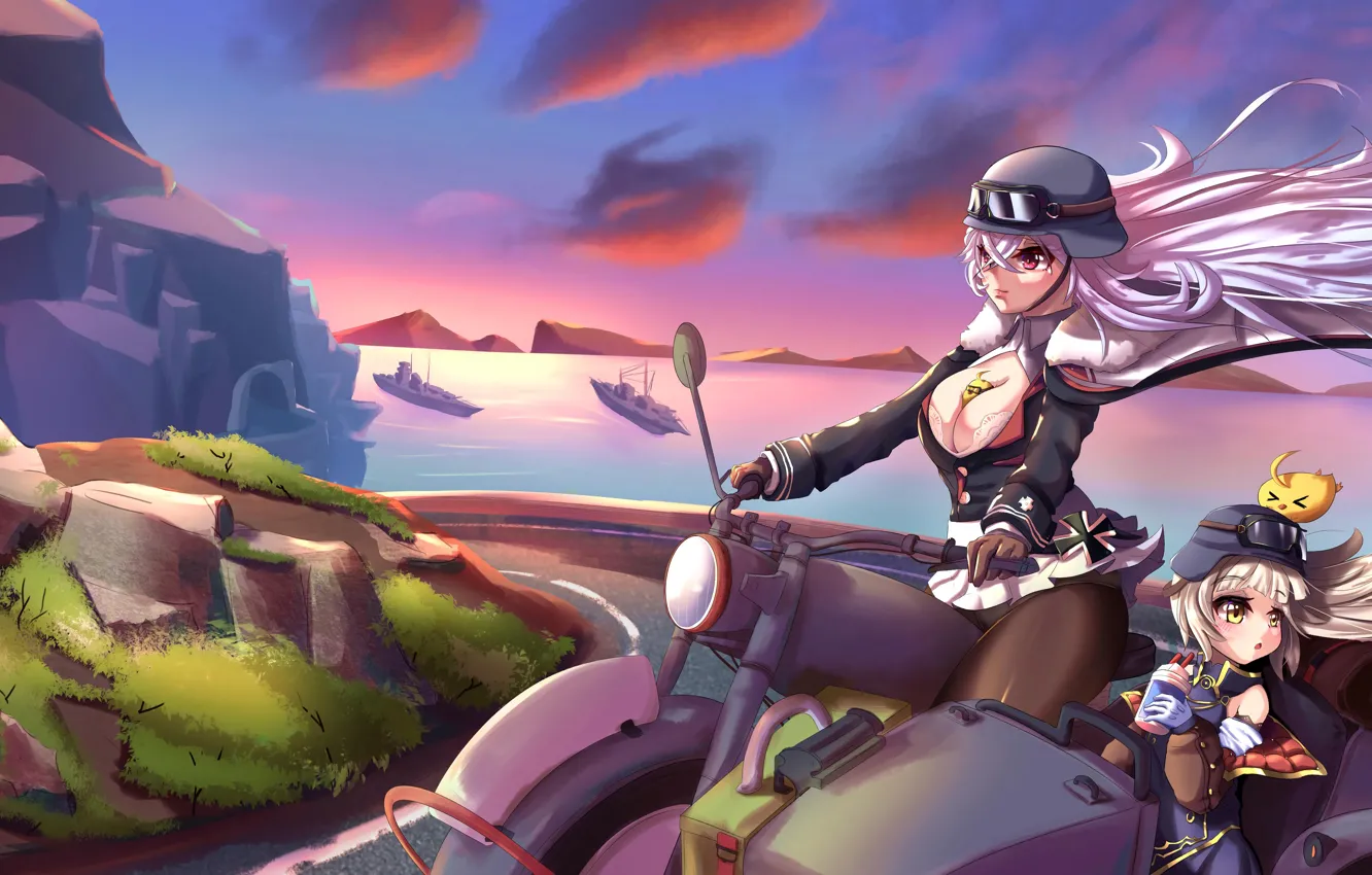 Photo wallpaper girl, sexy, cleavage, pink hair, long hair, dress, boobs, anime