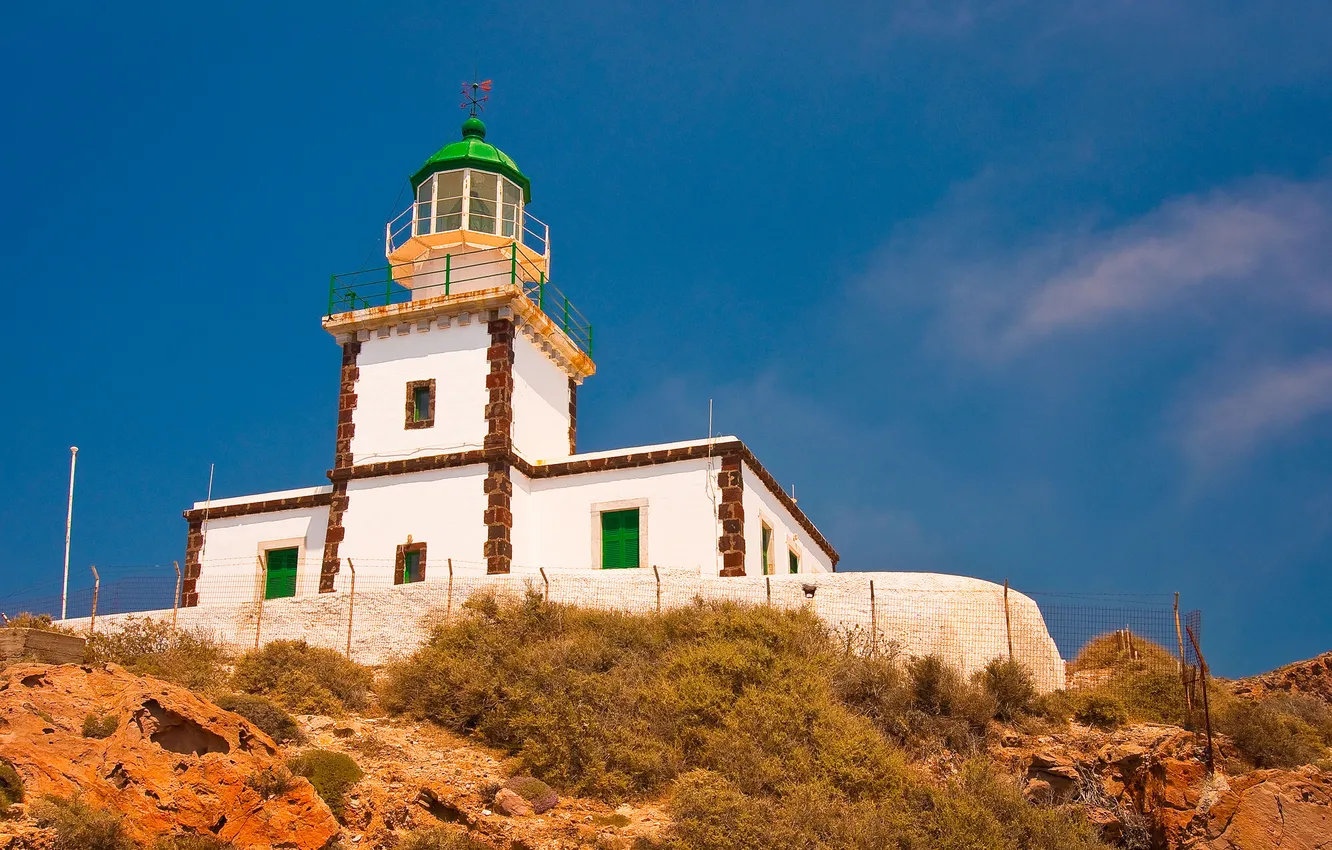 Photo wallpaper lighthouse, Santorini, Greece, Santorini, Akrotiri, Greec, Akrotiri