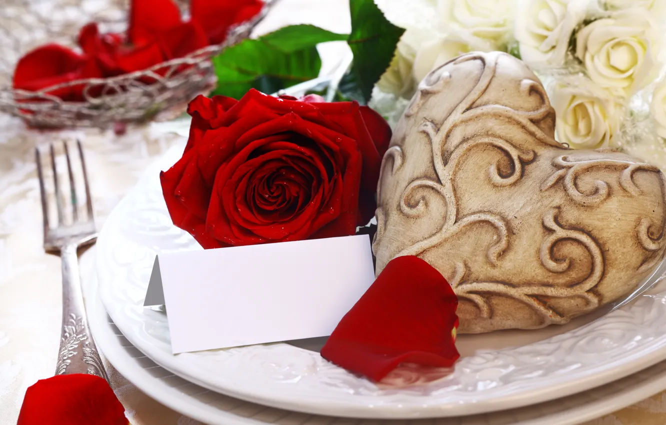 Photo wallpaper flowers, red, roses, bouquet, petals