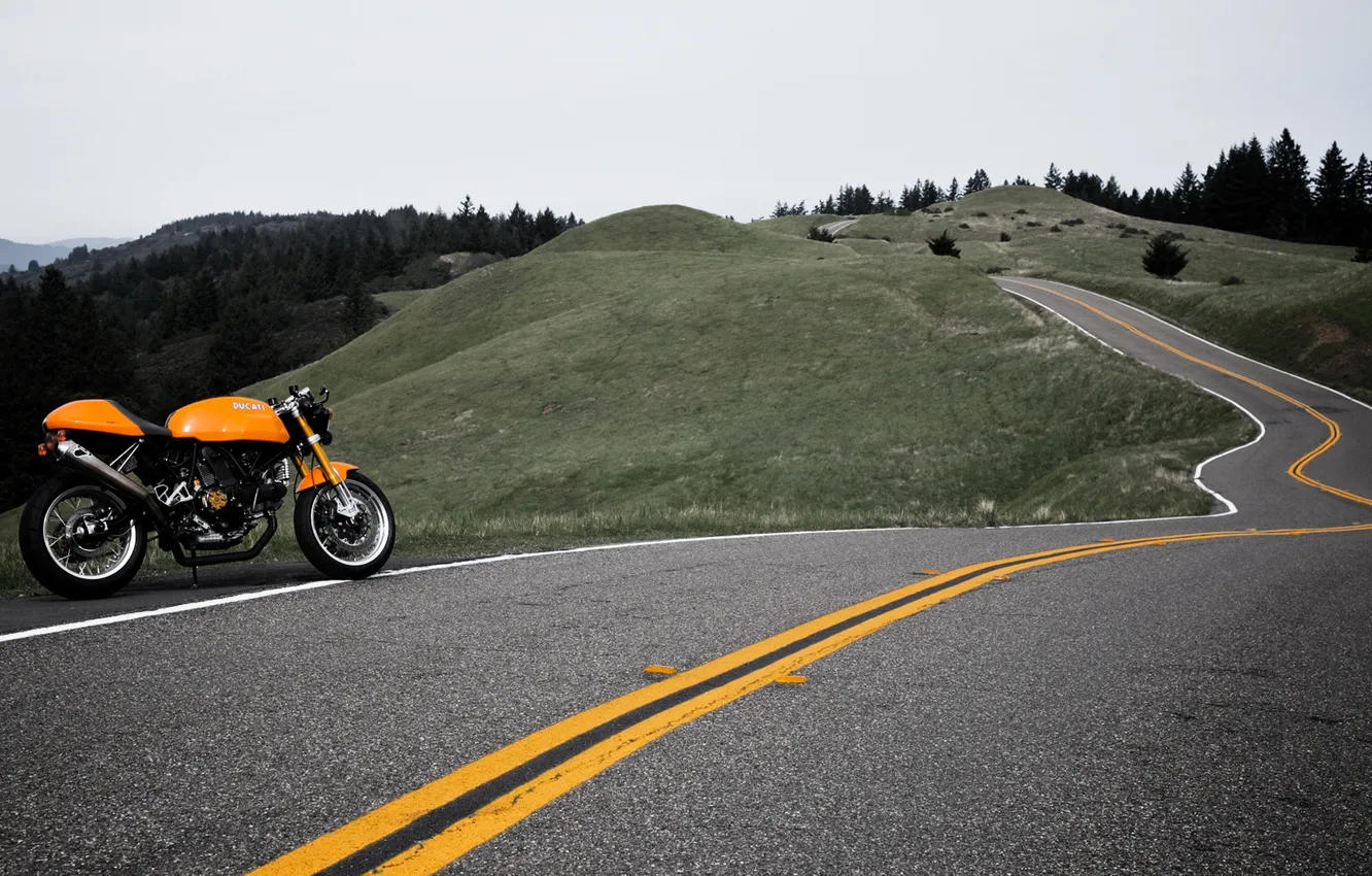 Photo wallpaper road, landscape, motorcycle, Ducati, journey, stories, full hd, Moto Wallpaper