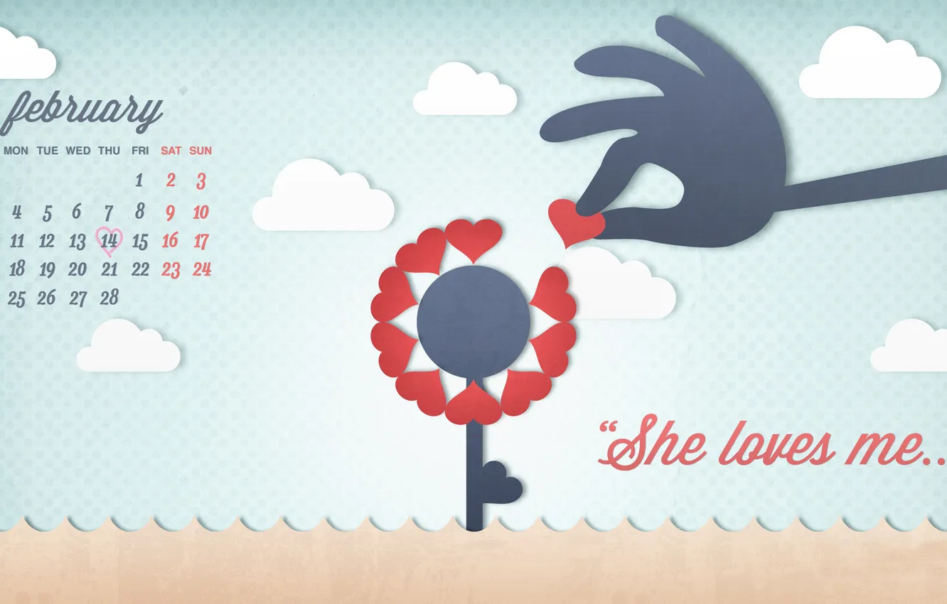 Photo wallpaper love, flowers, hands, calendar, 2013, the year of the snake, february, February