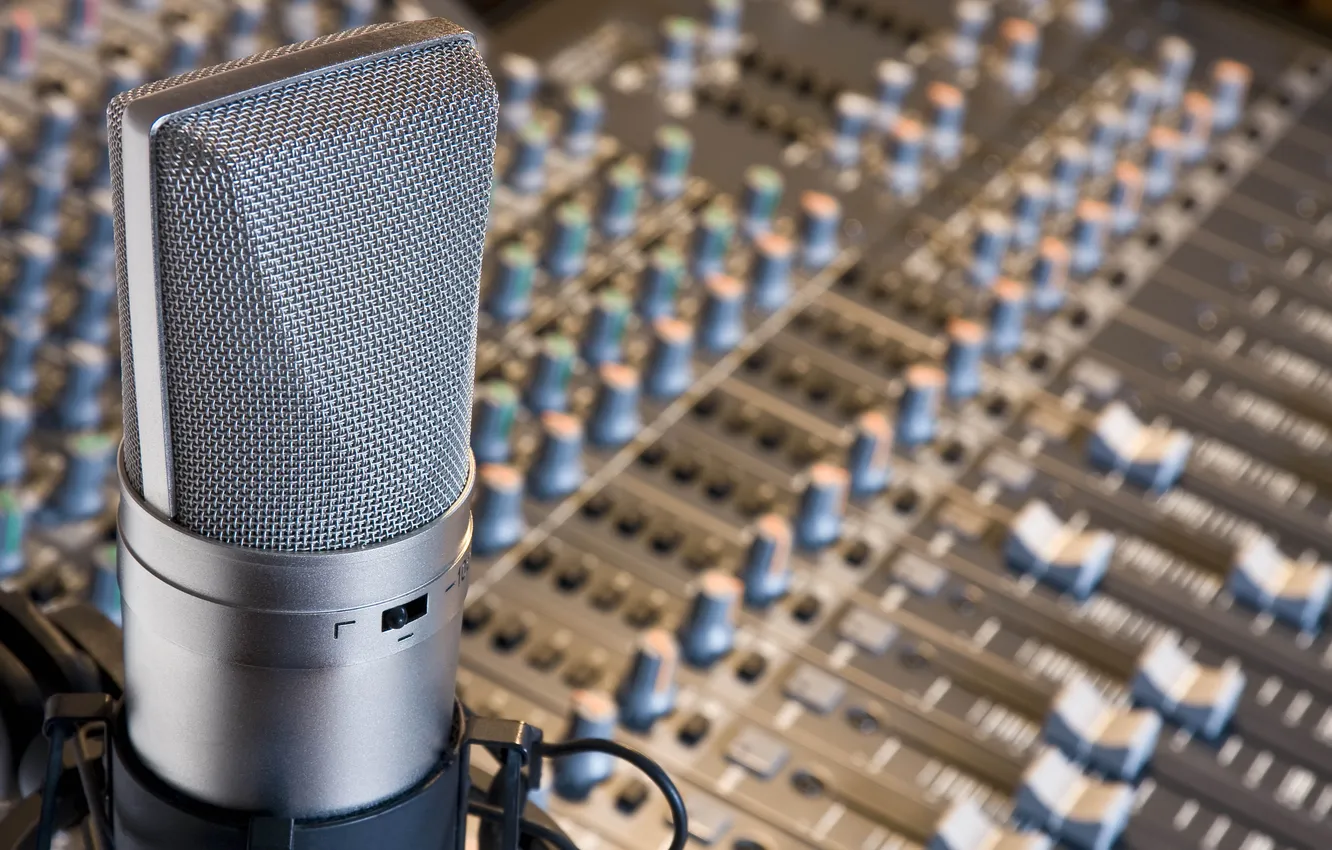 Photo wallpaper remote, microphone, Studio