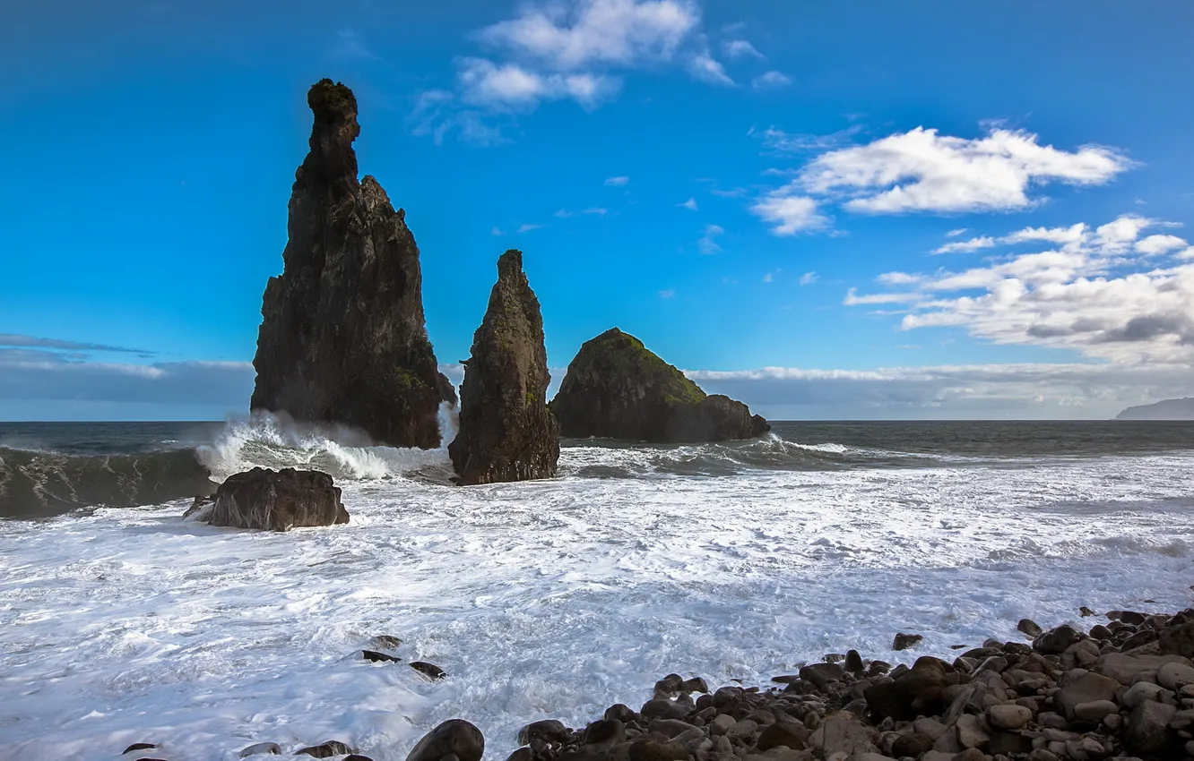 Photo wallpaper sea, landscape, rocks
